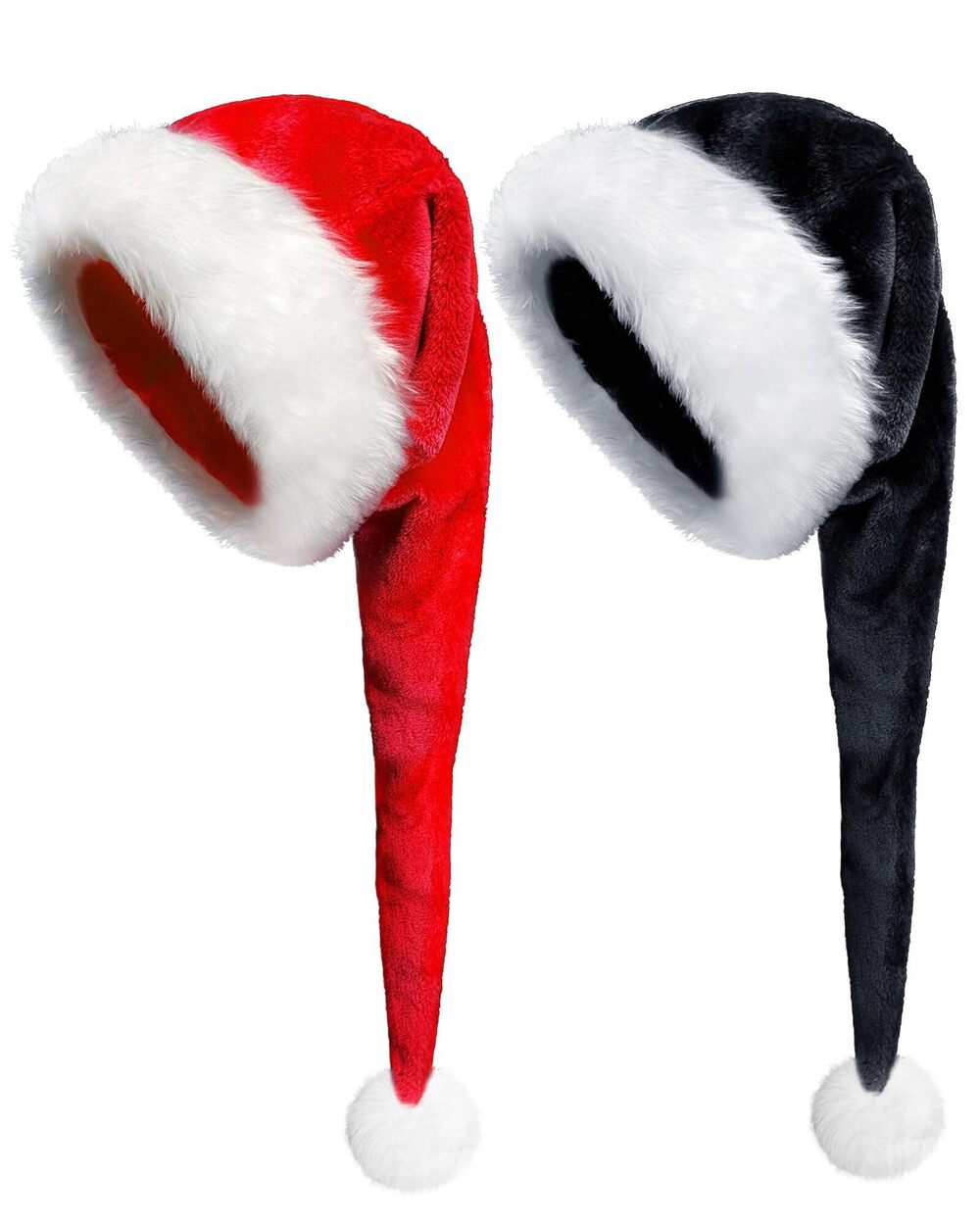 2617 2Pack Long Santa Hats Christmas Hat for Adults Long Plush Hats